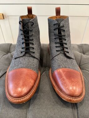 Taft Gray Wool and Brown Leather Cap-Toe Chukka Boots